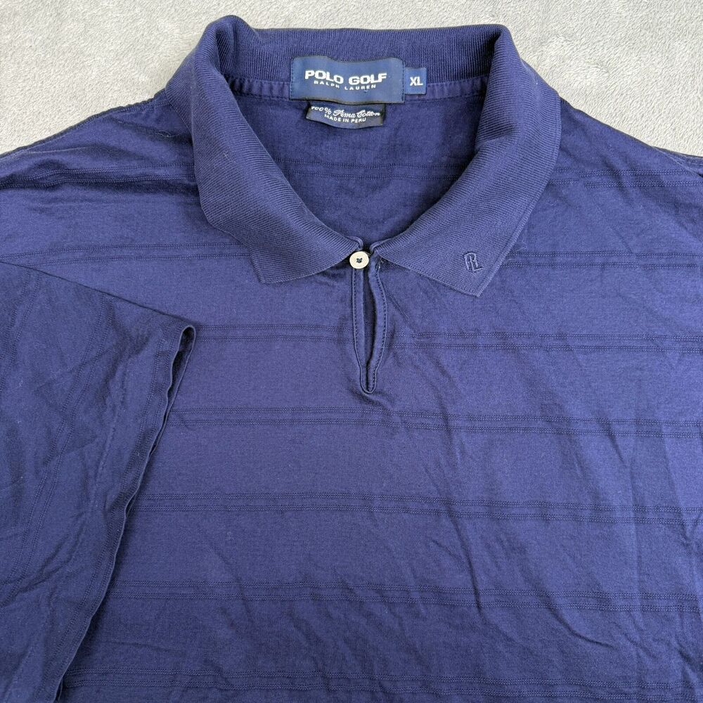 Polo Ralph Lauren Men's Performance Golf Shirt XL Blue Striped Stretch Casual